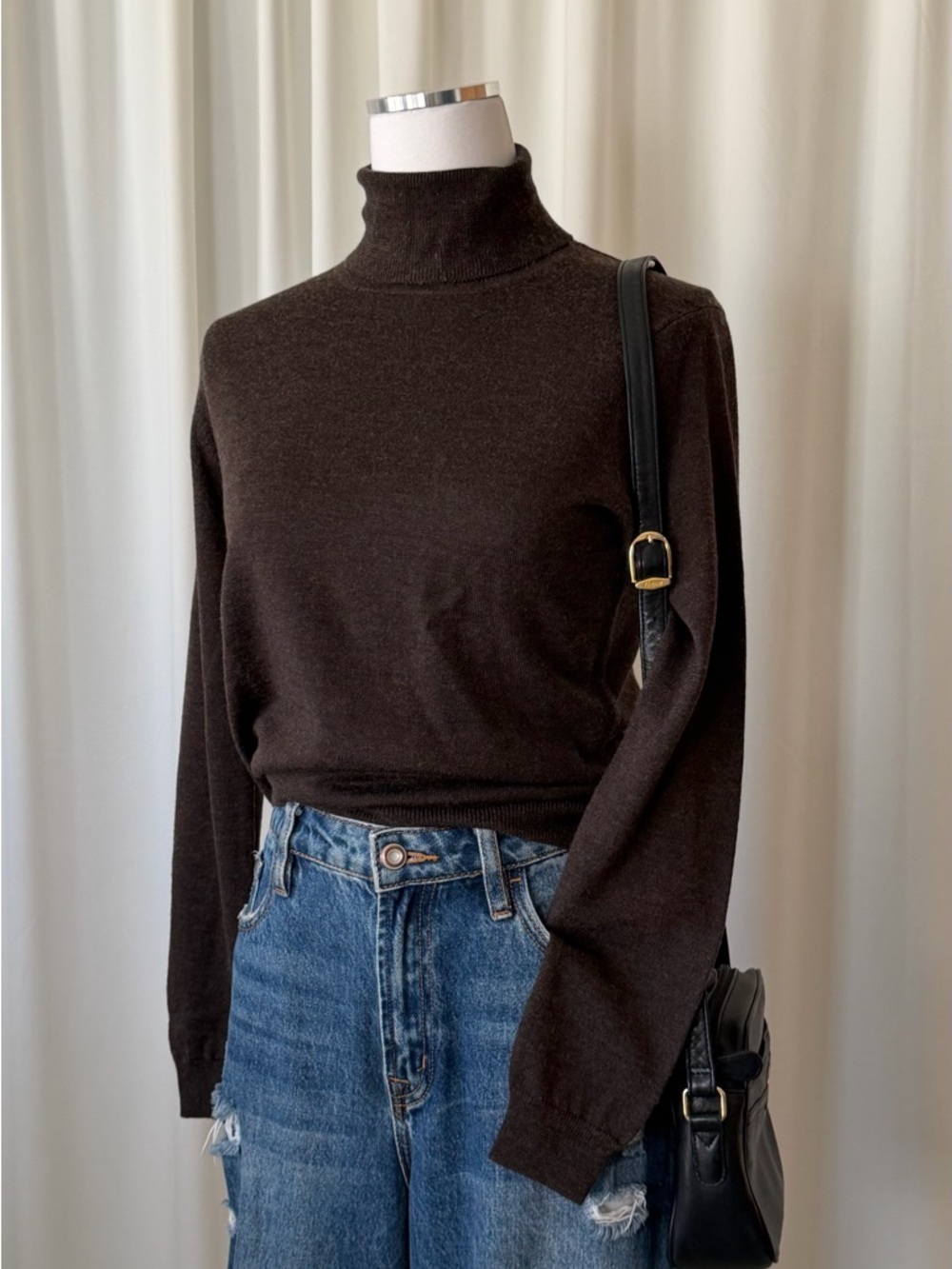 Vintage 1990 Brooks Brothers Silk Cashmere Wool Blend turtleneck sweater Medium - Picture 7 of 13
